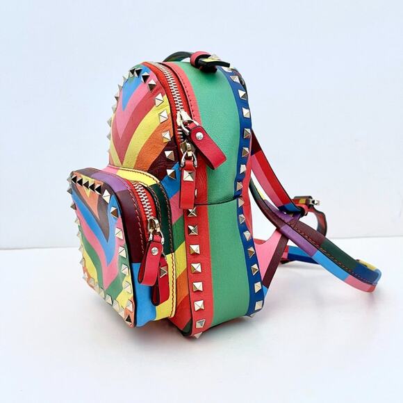 Valentino Rockstud 1973 Mini Backpack Rainbow Stripe Multicolor Resort 2015 - Picture 2 of 12
